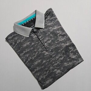 Kenneth Cole Golf Polo Shirt Mens XL Grey Camo Performance Short Sleeve Collared